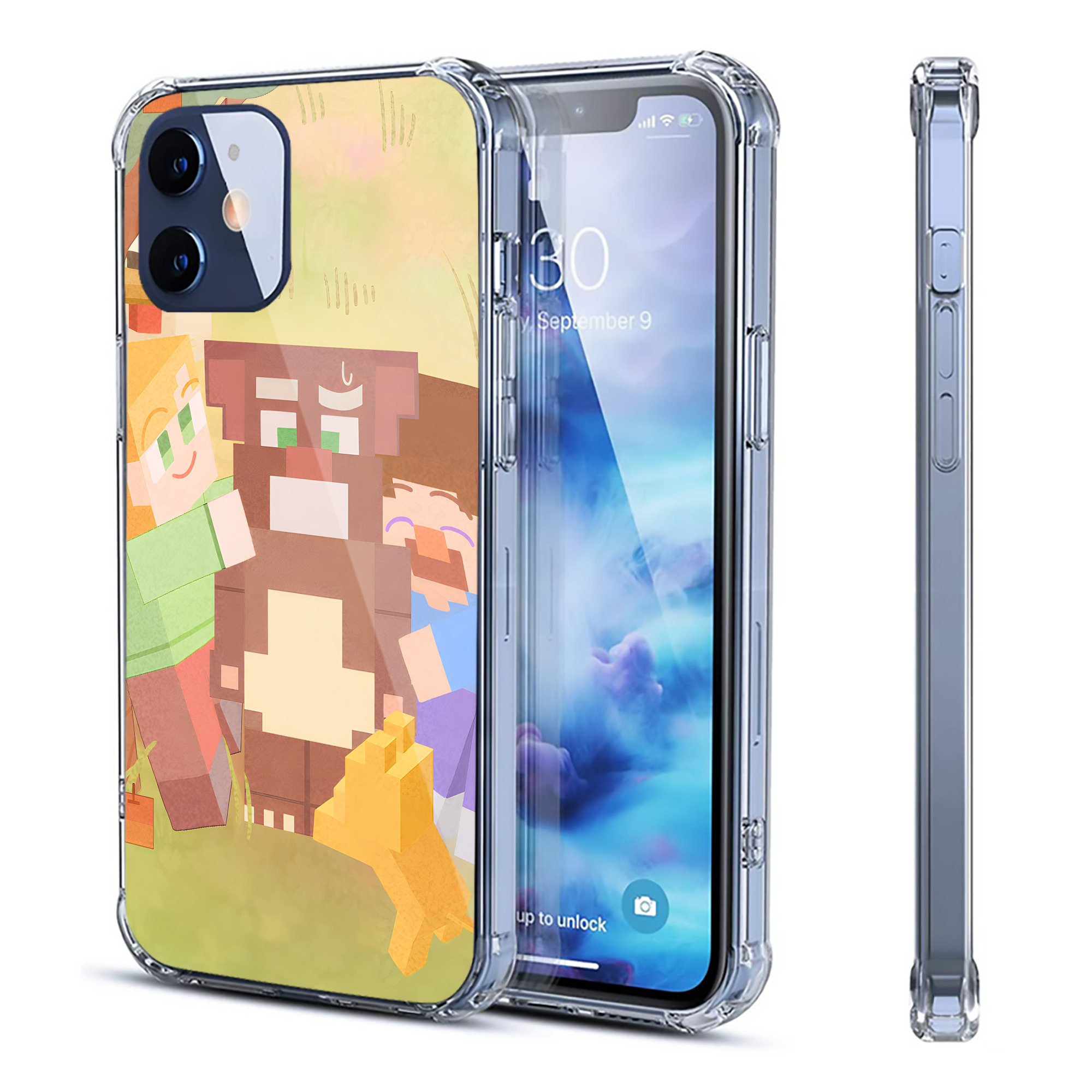 （画像用） マインクラフト ブロックの世界 Minecraft MC Block world 【iPhone 12シリーズ対応】透明スマホケース（クリアソフトケース）